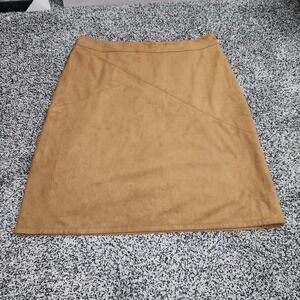 Chico's Faux Suede Skirt Tan Knee Length Size 3,US Xl,Nashville Western Cowgirl